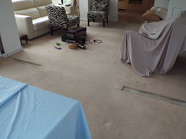 Carpet laying after builders